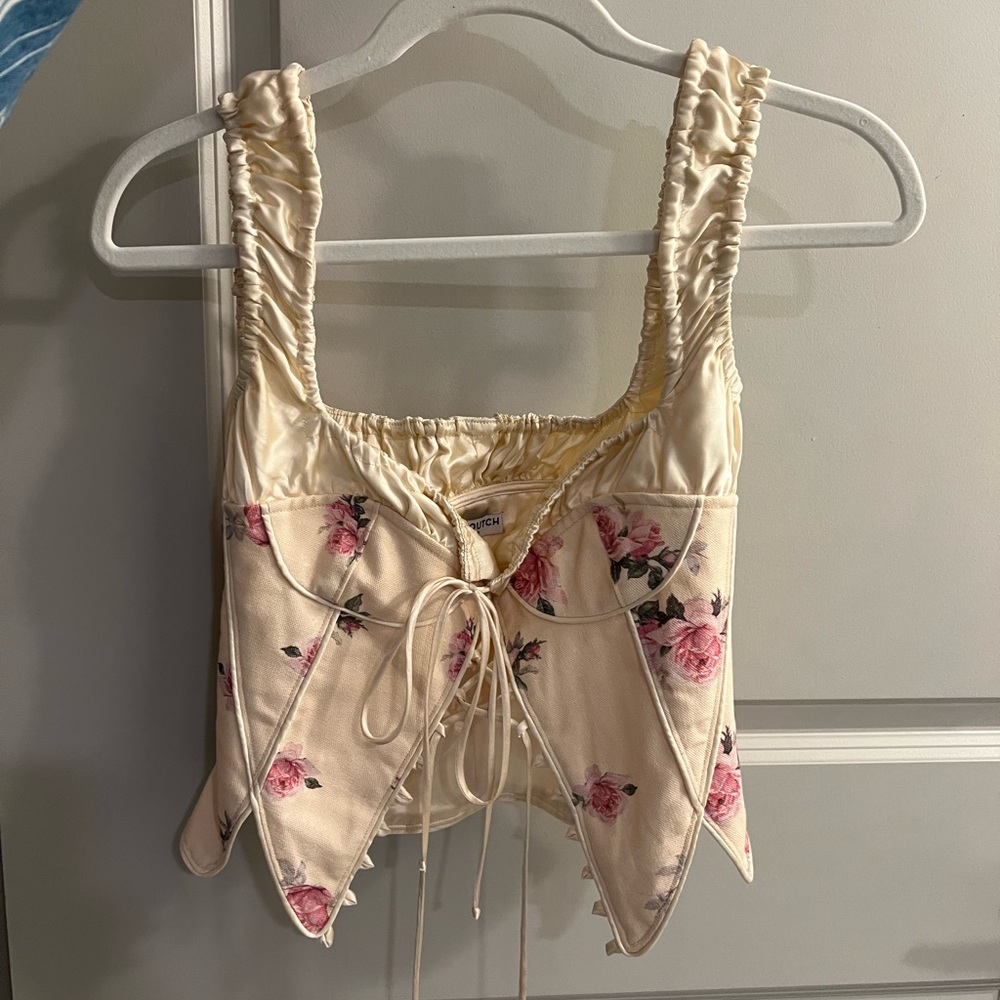 Vintage rose print silk corset